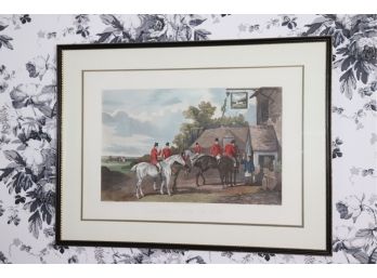 Vintage English Equestrian Framed Lithograph Print  Returning From The Hunt