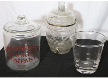 Vintage Glass Cookie Jars & Ice Bucket