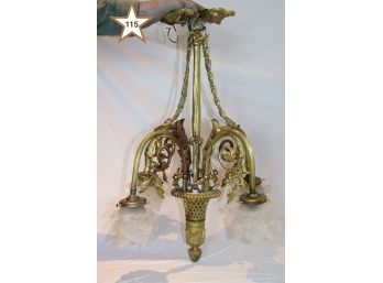 Bronze Art Nouveau Chandelier With 4 Lights (Needs Globes)