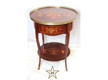 Beautiful Italian Round Occasional Table With Inlay