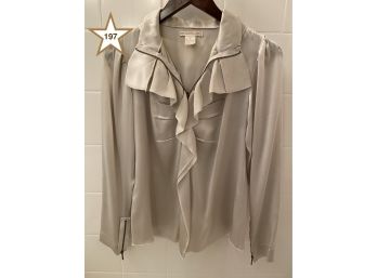 Creme/Taupe Silk Blouse Size Extra Small