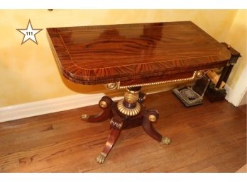 Empire, Rich, Dark Wood, Antique Game Table On Casters