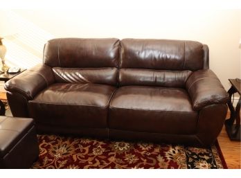 Comfy Dark Brown Leather Sofa With Tan Detailing