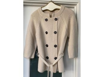 Burberry Double Breasted Jacket Sweater With Pearl Stitching, Medium