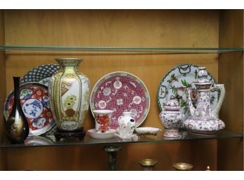13 Piece Decorative Group Includes Quality Imari Vase, Tea Pot, Ansley