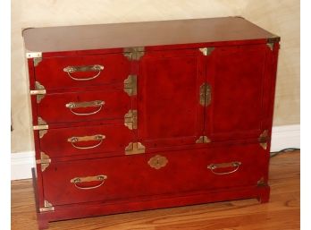 Asian Storage Cabinet With Brass Detailing. By Century Furniture