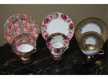 3 Cup And Saucer Sets Include Hammersley, Royal Albert