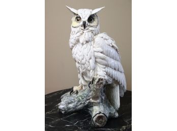 Stately, Inquisitive Ceramic Owl Measuring 24 Inches Tall By 17 Inches Wide