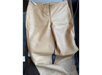 Light Tan Leather Unlined Womens Pants By Vakko New York Size 6