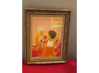 Oil Painting On Canvas: 'Deux Jeune Filles Aux Fleurs By Mergery