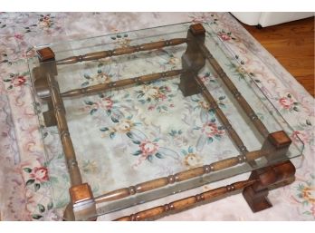 Traditional Glass And Wood Coffee Table