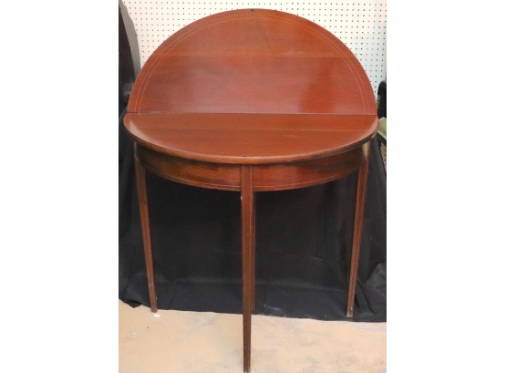 Vintage Banded Inlay Mahogany Tilt Top DemiLune Side Table With Chic Contemporary Feel