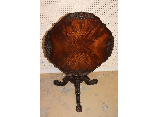 Exemplary Mahogany Tilt Top Table With Carved Border And Claw Feet Beautiful Finish