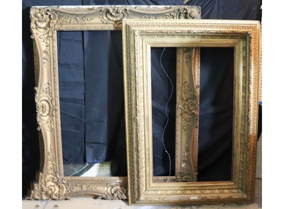 Lot Of 2 Large Antique Frames, Antique Gilt Gesso And Empire Style With Leaf Design