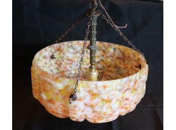 Fun Art Deco Multi Colored Frosted Glass Bowl Shaped Chandelier