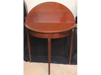 Vintage Banded Inlay Mahogany Tilt Top DemiLune Side Table With Chic Contemporary Feel