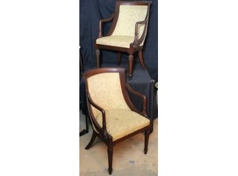 Pair Of Empire Style Arm Chairs With Carved Detail
