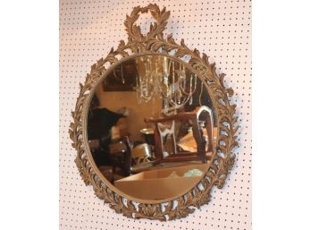 Round Mirror With Foliate Leaf Design And Beautiful Crown