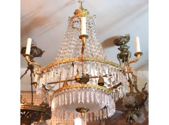Elegant Crystal Chandelier With Double Layer And 6 Candlestick Lights