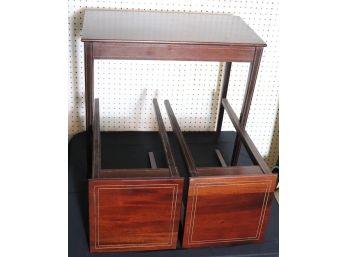 Vintage 1940's Mahogany Stacking Tables With Inlaid Banding On The Tops And Sides