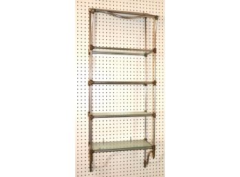 Chrome And Brass 4 Tier Wall Shelf With Glass Shelves