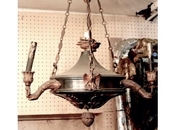 Vintage Empire Style Chandelier With Crown And Eagle Details, 3 Arms & Center Light