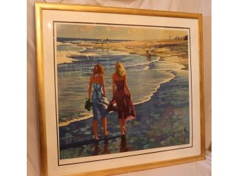 Large Signed And Numbered Lithograph By Howard Behrens 205 Of 250 In Gold Frame
