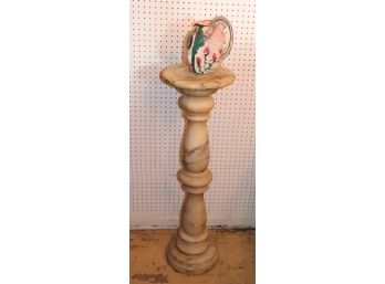 Antique Marble Pedestal With Hand Painted Nude, Floral Pitcher By Laney 20th Century