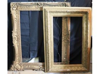 Lot Of 2 Large Antique Frames, Antique Gilt Gesso And Empire Style With Leaf Design