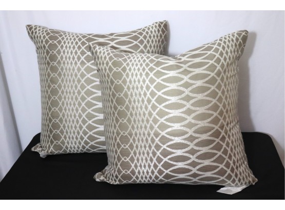 Pair Of Rodeo Home Taupe & Metallic Modern Pattern Throw Pillows