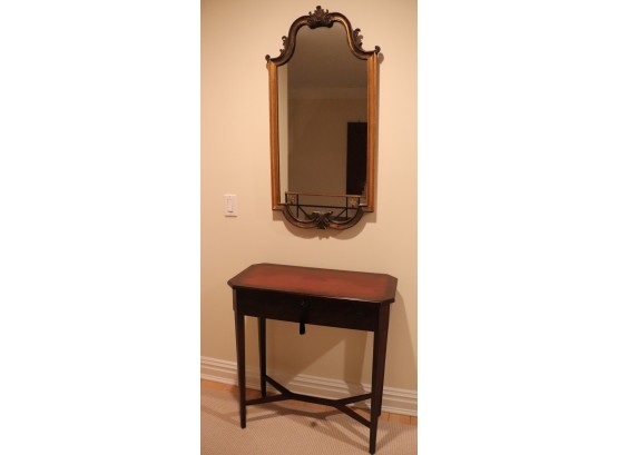Vintage Antiqued Gilded Wall Mirror & Bombay Hall Console Table