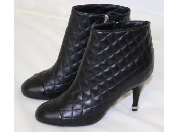 Vintage Chanel Quilted Leather Ankle Booties. 'Can Ship'