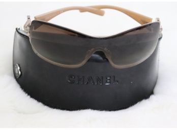 Price Lowered Chanel Shield Style 4164-B Sunglasses With Enameled Camellia Flower Hinge & Case. 'Can Ship'