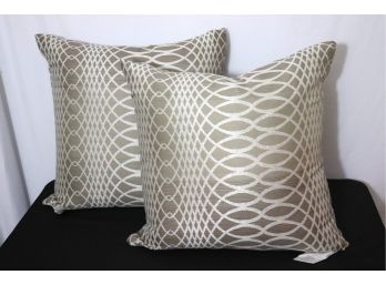 Pair Of Rodeo Home Taupe & Metallic Modern Pattern Throw Pillows