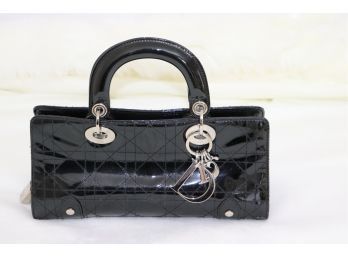 Authentic Christian Dior Small Lady Dior Black Patent Cannage Leather. 'Can Ship'