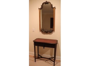 Vintage Antiqued Gilded Wall Mirror & Bombay Hall Console Table
