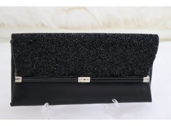 Authentic DVF Evening Black LeatherBlack Sparkle Envelope Clutch Bag. 'Can Ship'