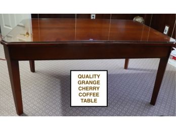 Quality Grange Furniture Cherrywood Cocktail Table With Glass Top