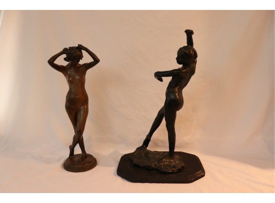 SET OF 2 DECORATIVE ART NUDE FEMALE FIGURES APPROXIMATELY 18' TALL