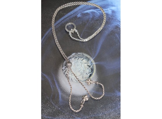 GORGEOUS STERLING SILVER LARIAT NECKLACE BY BARBARA BIXBY 30' LONG WITH ONE 18 KT FLORAL ACCENT, CAN SHIP