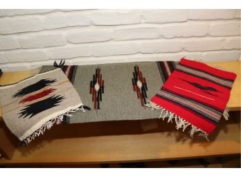 3 SMALL HANDWOVEN NAVAJO RUGS INCLUDES 100 WOOL HAND WOVEN FROM ORTEGAS WEAVING SHOP