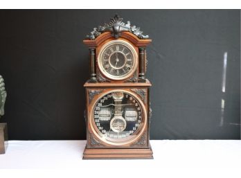 VINTAGE VICTORIAN STYLE CARVED WOOD PARLOR CLOCK BY ITHACA CALENDAR CLOCK COMPANY HR HORTON