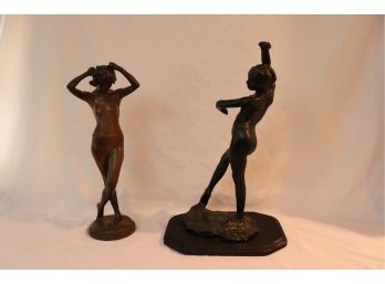 SET OF 2 DECORATIVE ART NUDE FEMALE FIGURES APPROXIMATELY 18' TALL