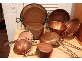 QUALITY VINTAGE COPPER COOKWARE INCLUDES WALDOW BROOKLYN NY, STL MADE IN FRANCE & E. DEHILLERIN FRANCE COPPER