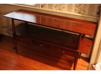 VINTAGE WILLETT TRANSITIONAL CHERRY COLLECTION MCM STYLE 2 TIER SOFA TABLE/SERVER