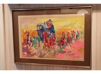 FRAMED LEROY NEIMAN SIGNED LITHOGRAPH 'HOMAGE TO REMINGTON' 246/300 35 W X 25 TALL