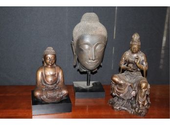 3 DECORATIVE BUDDHA STATUES