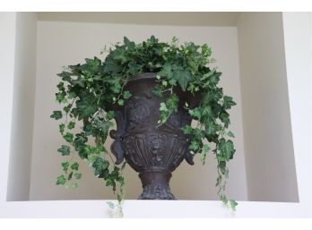 PAIR OF ORNATE FAUX IVY RESIN PLANTERS APPROXIMATELY 16 TALL
