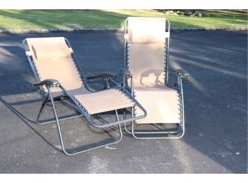 SET OF QUALITY FOLDING ADJUSTABLE LOUNGE CHAIRS BY PRIDE FAMILY
