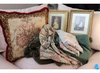RALPH LAUREN KING SIZE FLORAL SHEET SET INCLUDES SHAM COVERS WITH 1 PILLOW & 2 FRAMED PRINTS